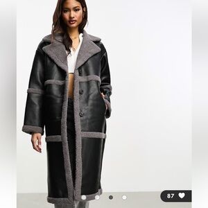 Faux shearling leather jacket NWOT